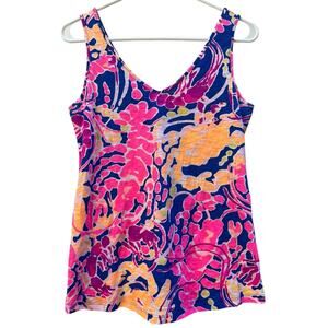 Lilly Pulitzer Gigi V-Neck Tank Top Brilliant Blue Catch & Release Women's XS